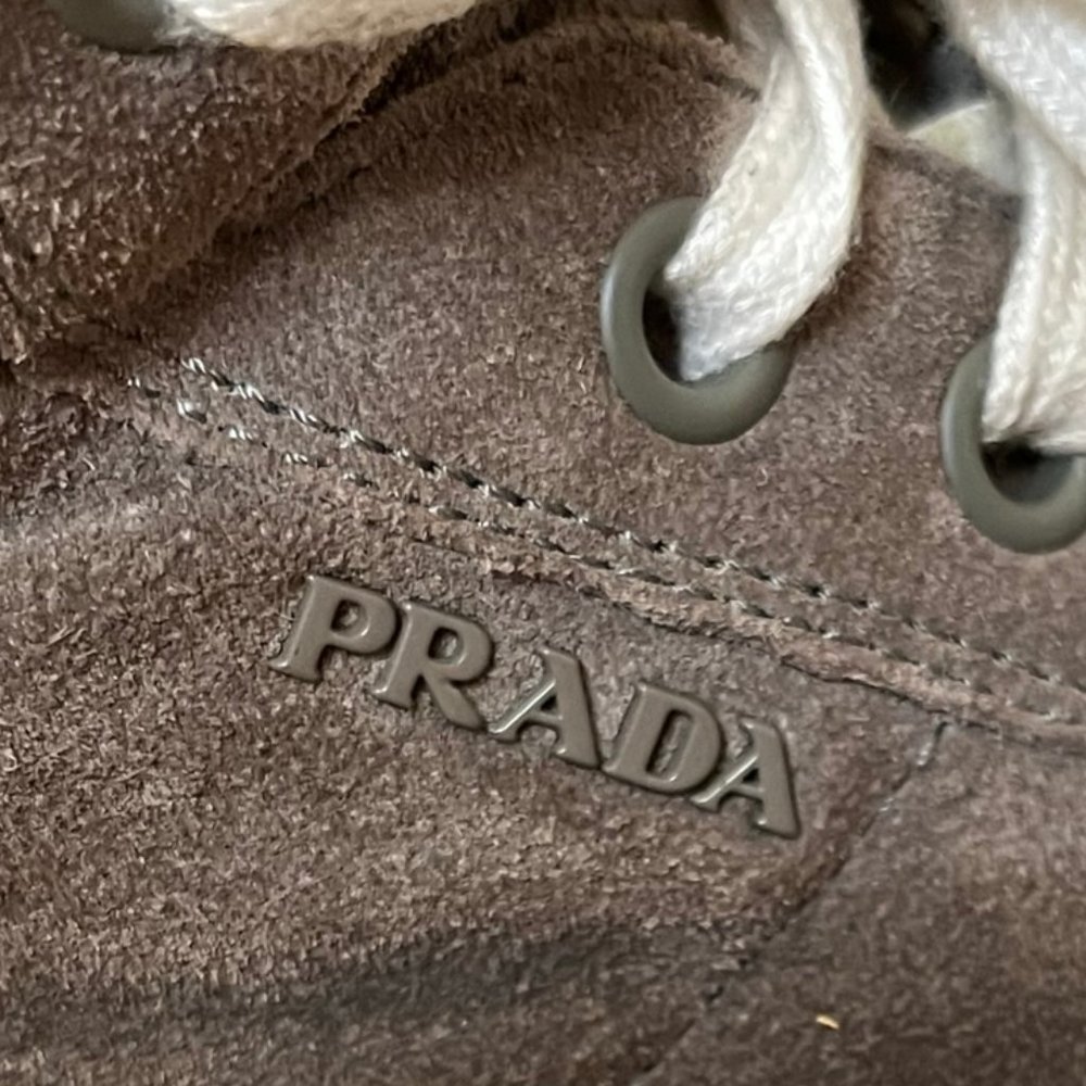 Men's Gray Prada Linea Rossa Suede Side Zip High Top Sneaker.  Size 8.5 - Picture 7 of 10